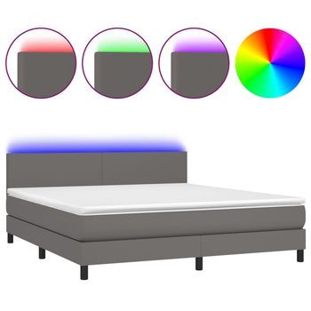 Cama Tapizada 203x160x88 Cm Vinilo - Gris