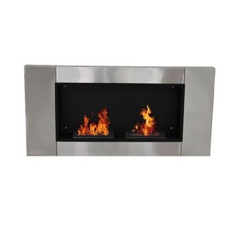Chimenea de Pared Bioetanol 110x54x14'5cm Acero Inoxidable 2 Quemadores Gel Bioetanol Etanol   Aosom España