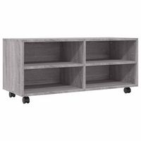 mueble tv  mueble de salon  mesa de tv con ruedas madera contrachapada gris 90x35x35 cm