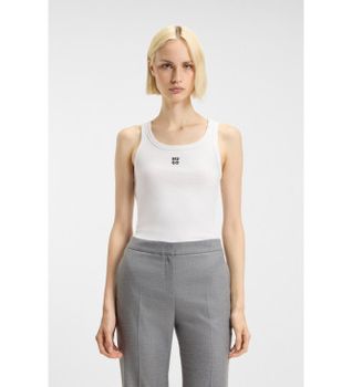 HUGO para mujer. 50514489 Camiseta Datamia blanco (L), Casual, Algodón, Sin mangas / Tirantes