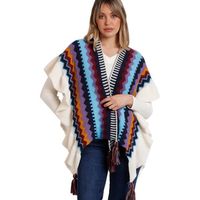 admas chaqueta volantes poncho abierto para mujer