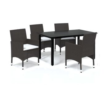 Juego muebles jardín 5 pzas con cojines ratán sintético marrón
