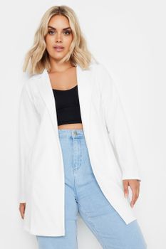 Blazer Largo Blanco, Mujer Curvy Y Tallas Grandes, Yours