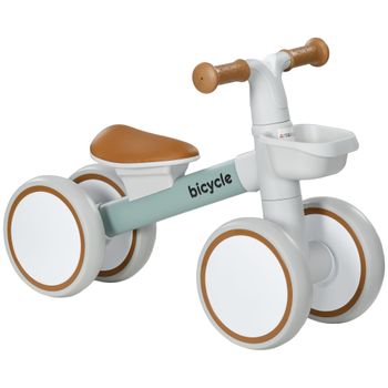 AIYAPLAY Bicicleta sin Pedales para Niños de 12-36 Meses con Asiento Ajustable Cesta y 4 Ruedas Silenciosas 56x27x39 cm Verde