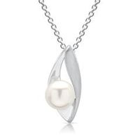 cadena de ancla de plata con colgante con perla