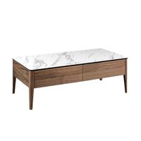 mesa centro rectangular marmol porcelanico y nogal