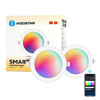 Aigostar 15W Inteligente Downlight LED Techo Emportrable, Foco Led Ø145mm x 25.5mm Redondo Ultradelgado WiFi APP Control, RGB y Blanco Regulable 2700-6500K, Compatible con Alexa y Google, 2 Pack