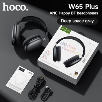 Auriculares Bluetooth HOCO W65 Plus con Cancelación de Ruido ANC, Auriculares Inalámbricos de Diadema, Auriculares Grandes con Sonido de Alta Fidelidad, Auriculares Deportivos con Botón