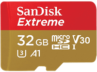 tarjeta micro sdhc - sandisk extreme 32 gb 100 mbs uhs-i u3 v30 a1 clase 10 apta drones multicolor