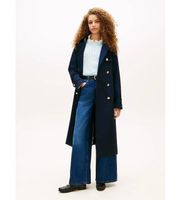tommy hilfiger para mujer ww0ww48873 gabardina slim con botones dorados marino m casual algodon