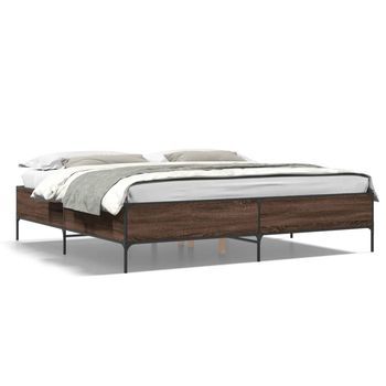 Estructura Cama Madera Ingeniería Metal Marrón Roble 200x200 Cm Vidaxl