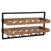 botellero de acero y madera 65x25x35 cm 8 botellas