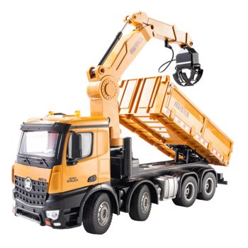 HUINA 1538 1/14 2.4G 26CH Coche RC Semi-aleación Grúa de Madera Volquete 3-en-1 Modelo de Vehículo RTR
