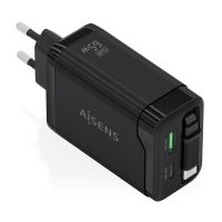cargador aisens asch-65w3p071-bk gan 65w usb-c retractil negro
