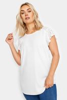 yours top blanco con mangas con calados mujer curvy y tallas grandes yours