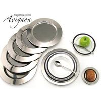 juego de platos de pan y mantequilla de acero inoxidable 12 piezas avignon 6 paneras 145 cm 6 bajoplatos 32 cm