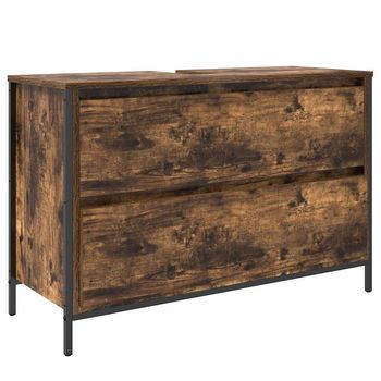 Mueble De Baño Con Lavabo Y Cajones Roble Ahumado 90x34,5x60 Cm