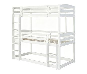 Litera de madera con escalera  - 90 x 190 cm - blanco