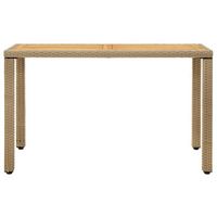 mesa de jardin  mesa de exterior ratan sintetico madera acacia beige 123x60x74cm
