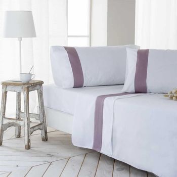 Juego De Sabanas Gorbea Vino Percal Algodón  Blanco 280x260 Cama De 200