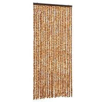 cortina antimoscas chenilla ocre y blanco 90x200 cm