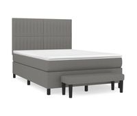 cama box spring con colchon tela gris oscuro 140x190 cm rayas verticales