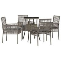 conjunto de comedor de jardin 5 piezas  mueble de jardin gris ratan sintetico