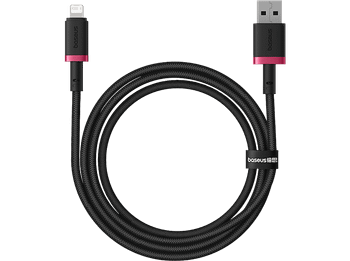 Cable USB - Baseus Dura, Lightning USB, 100 cm, 2.4A, Carga rápida, Rojo y Negro