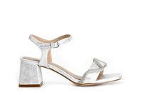 sandalias de efecto laminado con detalle de pedreria en la parte delantera silver 37