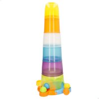 torre apilable 6 niveles con vasos en espiral y 4 bolas 23x23x61 cm multicolor