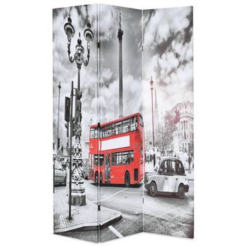 Biombo Divisor Plegable 120x170 Cm Bus Londres Blanco Y Negro Vidaxl