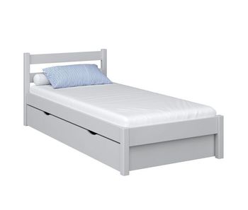 Cama individual de madera con cajón n01 gris