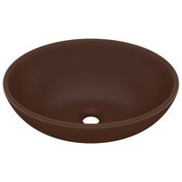 lavabo de lujo ovalado ceramica marron oscuro mate 40x33 cm vidaxl