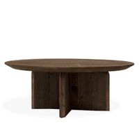 mesa de centro redonda de madera maciza en tono nogal de o60x30cm