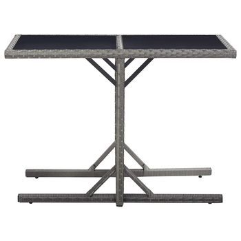 Mesa De Jardín | Mesa De Exterior Vidrio Y Ratán Sintético Antracita 110x53x72 Cm