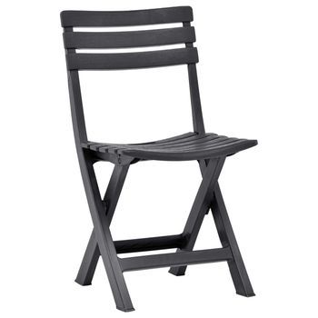 Pack 2 Uds Sillas De Jardín | Silla De Exterior | Sillón Plegables Plástico Gris Antracita