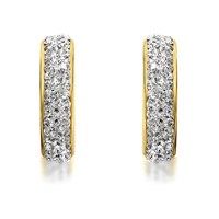 9ct gold crystal three quarter hoop earrings - 25mm - g2514