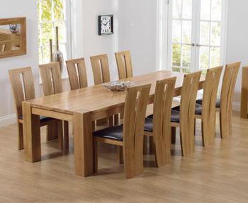 Thames 300cm Oak Dining Table with Montreal Chairs - Cream, 8 Chairs