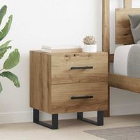 mesita de noche - mueble dormitorio - madera de ingenieria - roble artesanal 40x35x475cm