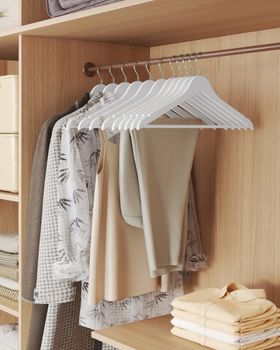 30 perchas para armario de madera de abedul de color blanco