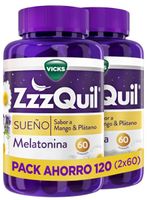 zzzquil sueno melatonina dormir mango y platano 2x60 gummies