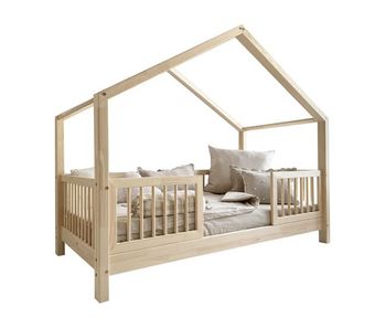 Cama cabaña 90x190 barandilla y somier incluidos patas 10 cm rosalie madera