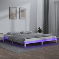 cama matrimonial  cama para adultos  estructura de cama con leds madera maciza blanca 150x200 cm cfw317026