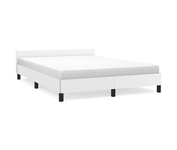 Estructura de cama cabecero cuero sintético blanco 140x190 cm