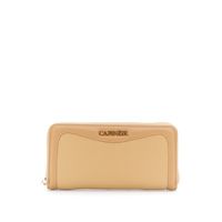 cartera efecto piel con cremallera y letras biscuit taglia unica