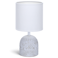 aigostar - lamparas de mesita de noche lampara mesa de ceramica e14 pantalla de tela color blanco lamparas de mesita de noche vintage para dormitorio salon habitacion l13 x h26cm
