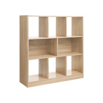 Librería de Madera con Cubos y Estantes, Roble
