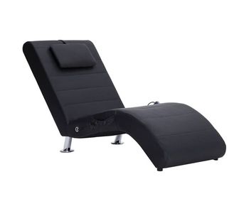 Vidaxl diván de masaje con almohada de cuero sintético negro