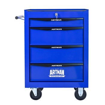 Caja De Herramientas Móvil - Mueble De Almacenamiento - Acero - Negro Y Azul (60x33x77.5cm)