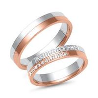 alianzas de oro blanco y rosa con 20 diamantes